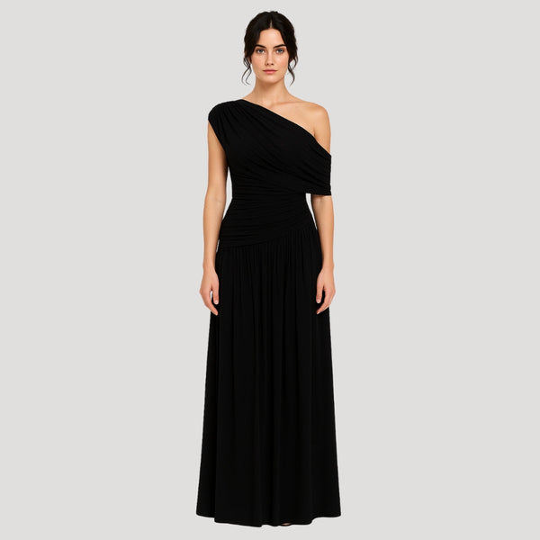 Maxi Dress | One-Shoulder Design, Ruched Detailing 4