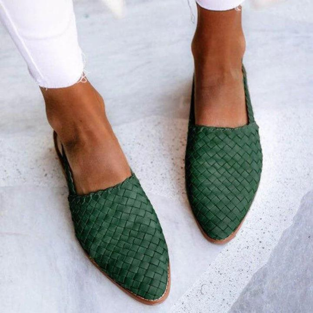 Ballet Flats | Elegant Woven Design, Vegan Leather 1