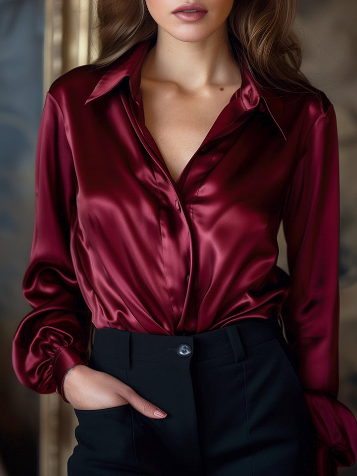Blouse | Elegant Satin, Long Sleeves 2