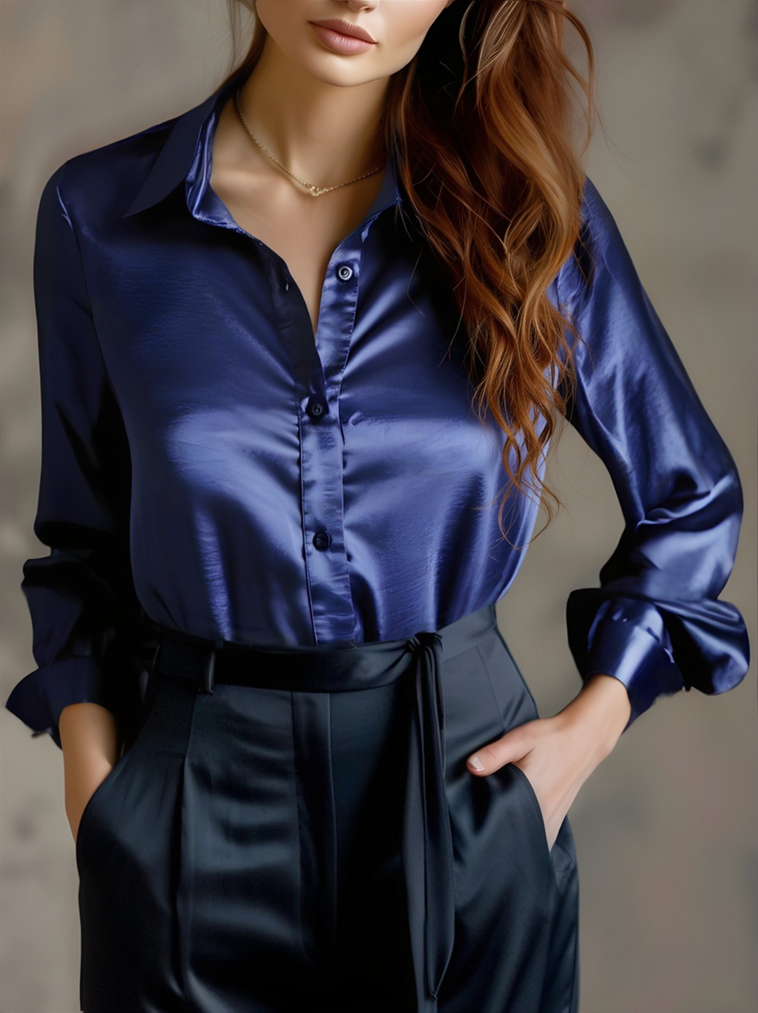 Blouse | Elegant Satin, Long Sleeves 3