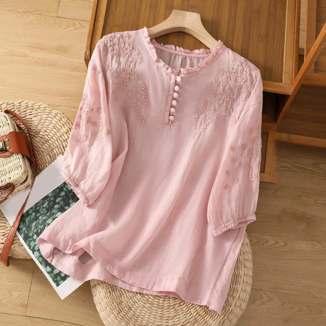 Blouse | Floral Design, Button-Front Closure 2