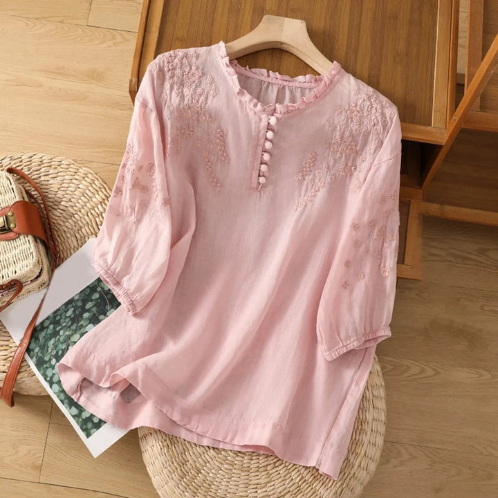 Blouse | Floral Design, Button-Front Closure 2