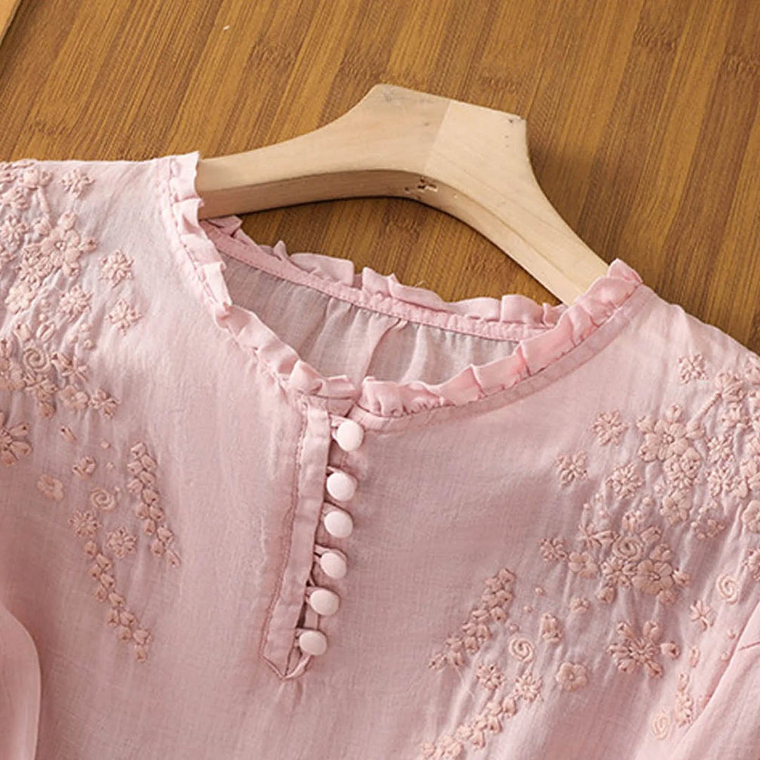 Blouse | Floral Design, Button-Front Closure 3