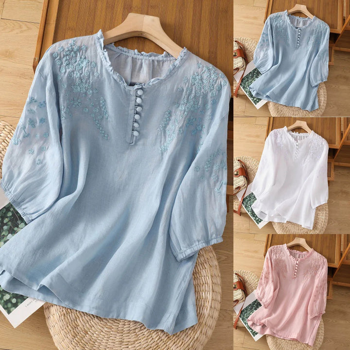 Blouse | Floral Design, Button-Front Closure 4