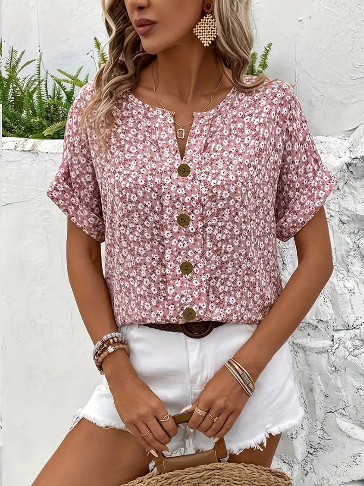 Blouse | Floral Print, Button-Up Design 4