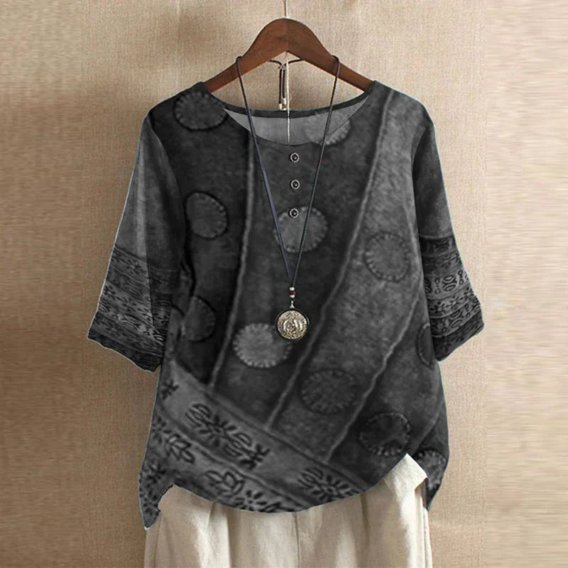 Blouse | Retro-Inspired Floral Design, Relaxed Fit 1