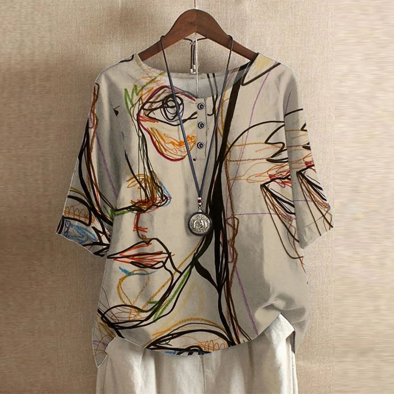 Blouse | Retro-Inspired Floral Design, Relaxed Fit 9