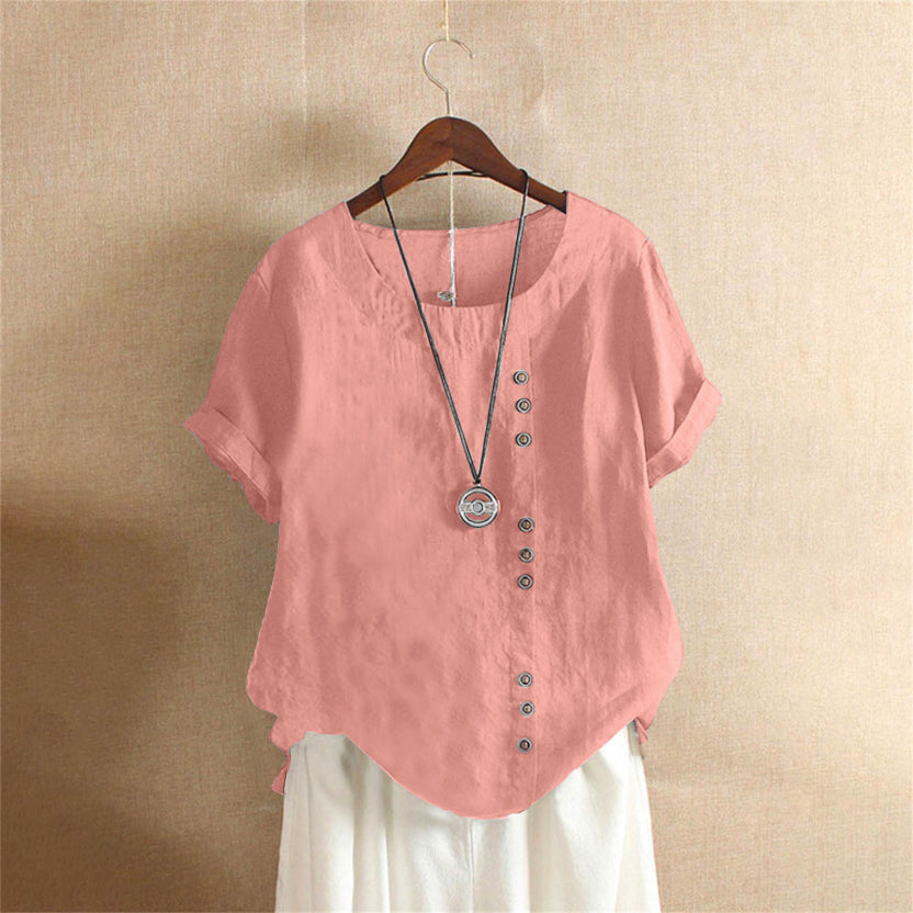 Blouse | Short Sleeves, Round Neckline 0