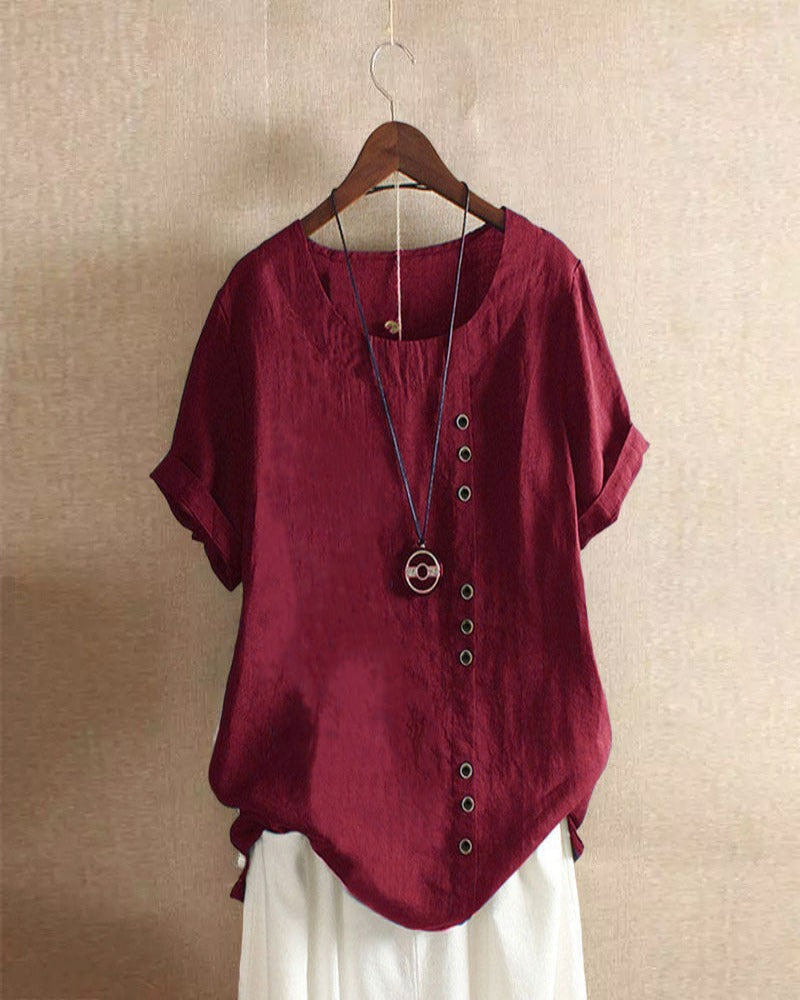 Blouse | Short Sleeves, Round Neckline 10