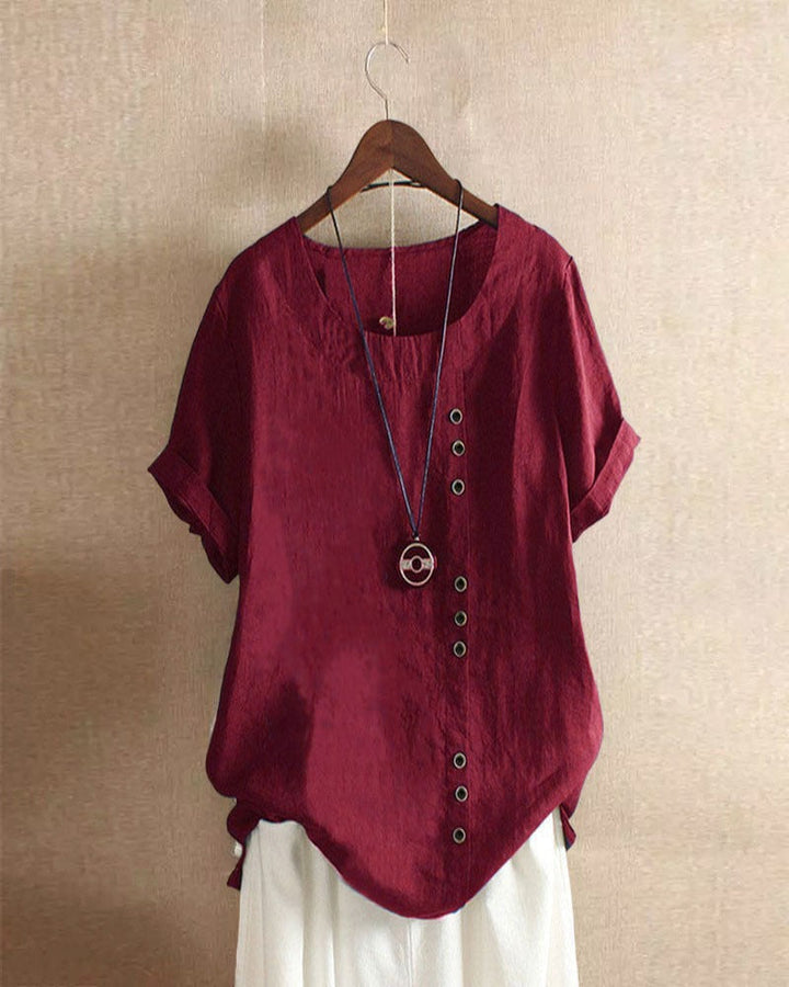 Blouse | Short Sleeves, Round Neckline 10