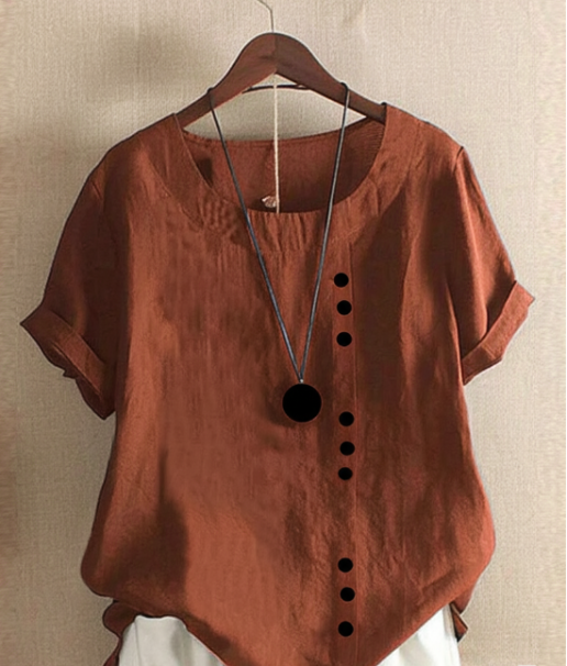 Blouse | Short Sleeves, Round Neckline 2