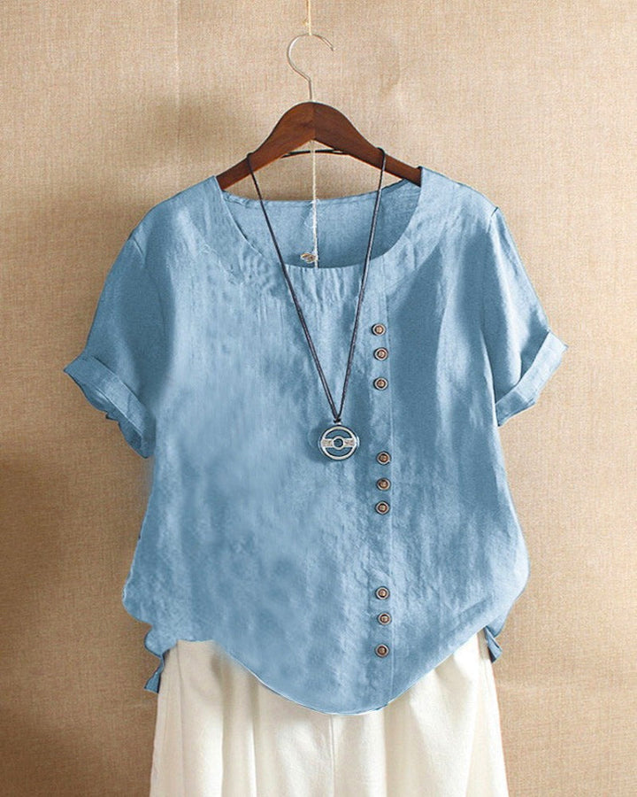 Blouse | Short Sleeves, Round Neckline 7
