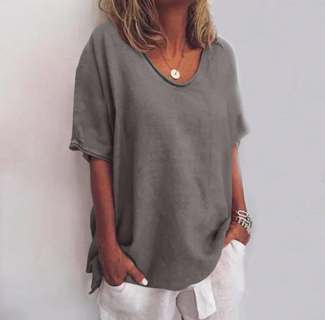 Blouse | V-Neck Design, Short Sleeves 0
