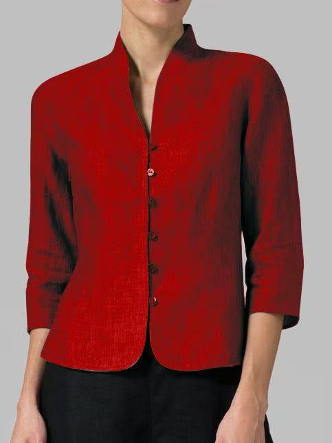 Blouse | Vintage Long Sleeve, Stand-Up Collar 0