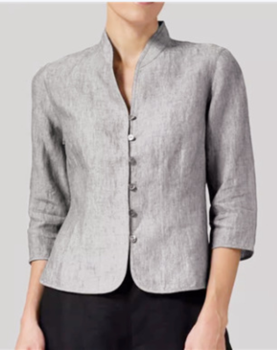 Blouse | Vintage Long Sleeve, Stand-Up Collar 1