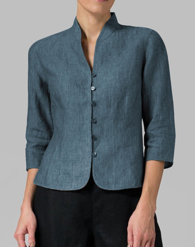 Blouse | Vintage Long Sleeve, Stand-Up Collar 2