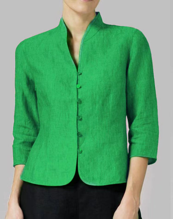Blouse | Vintage Long Sleeve, Stand-Up Collar 3