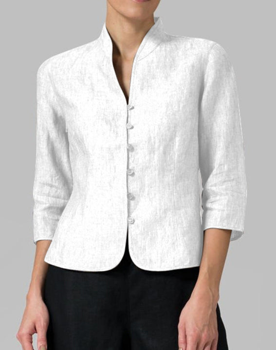 Blouse | Vintage Long Sleeve, Stand-Up Collar 4