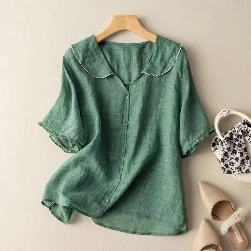 Blouse | Vintage Style, Scalloped Collar, Button Detail 0
