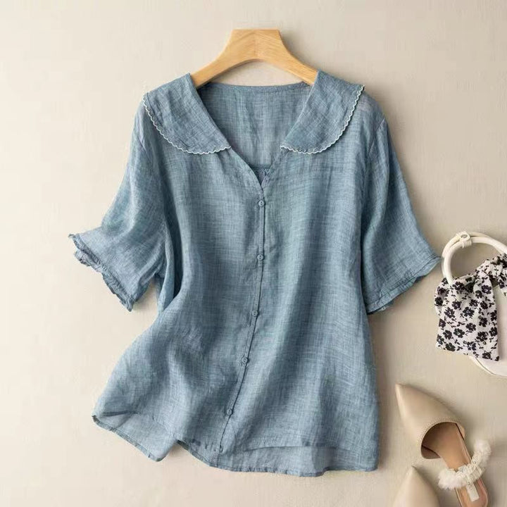 Blouse | Vintage Style, Scalloped Collar, Button Detail 2