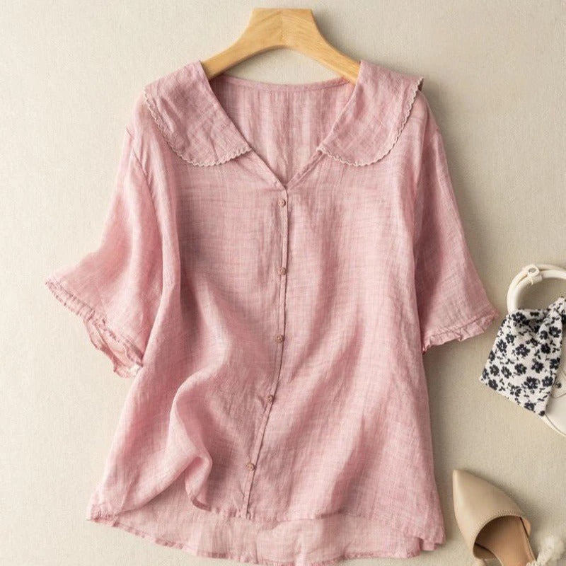 Blouse | Vintage Style, Scalloped Collar, Button Detail 3