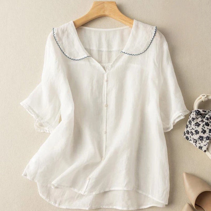 Blouse | Vintage Style, Scalloped Collar, Button Detail 4
