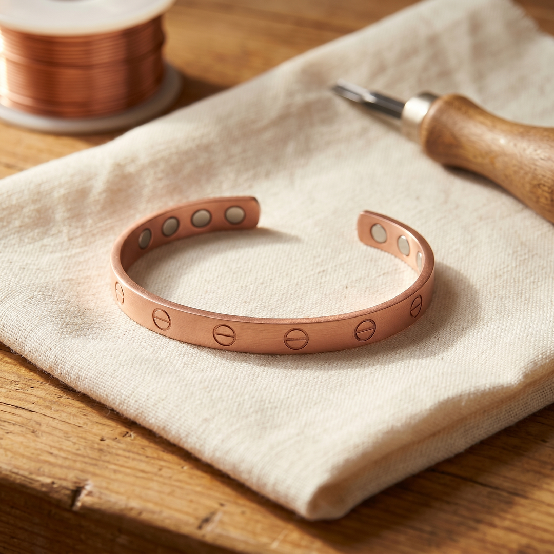 Bracelet | Slim Copper Band, Screw-Head Motifs 0