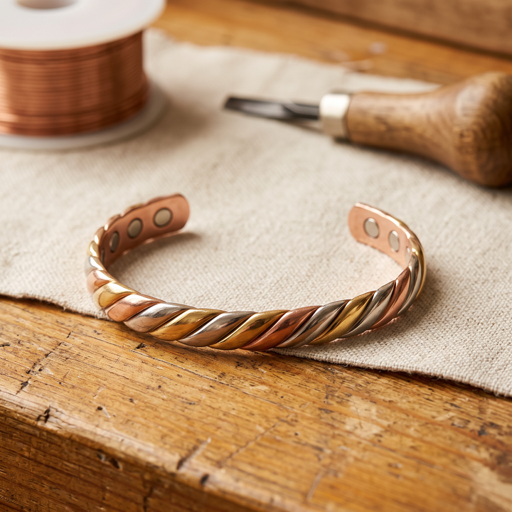 Bracelet | Three-Strand Twisted Design, Copper Material 0