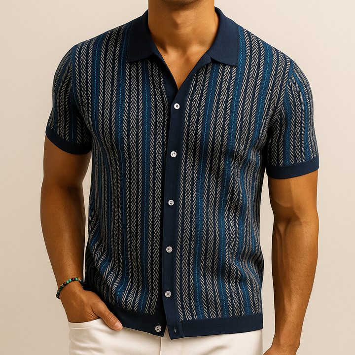 Button Down Shirt | Herringbone Pattern, Relaxed Fit 0