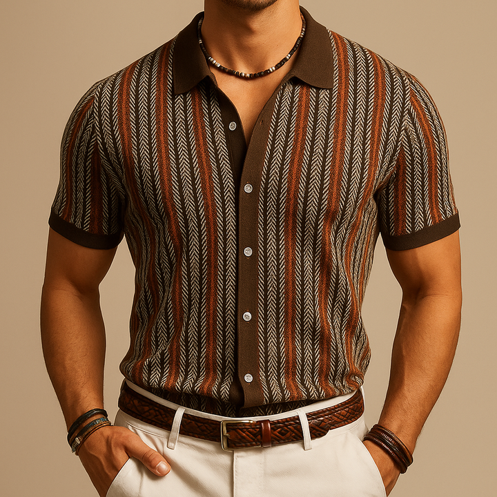 Button Down Shirt | Herringbone Pattern, Relaxed Fit 1