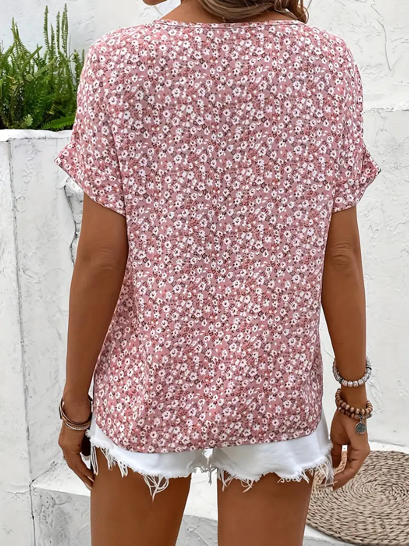 Button Top | Short Sleeve, Printed Design 1