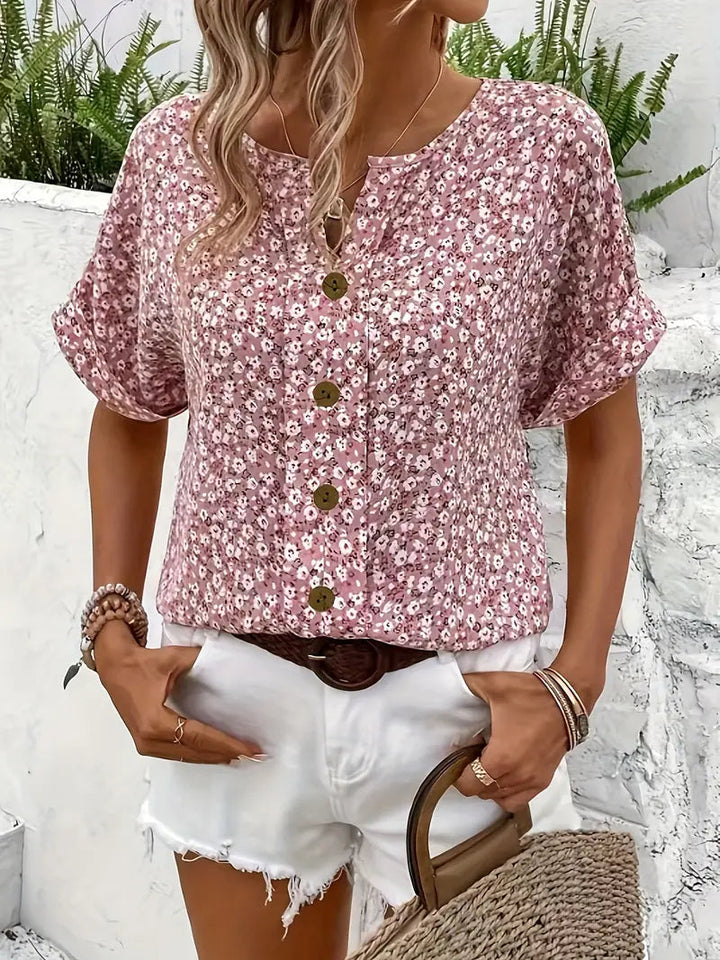 Button Top | Short Sleeve, Printed Design 3