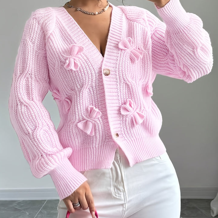 Cardigan | Bow Detail, Long Sleeve, V-Neck 0