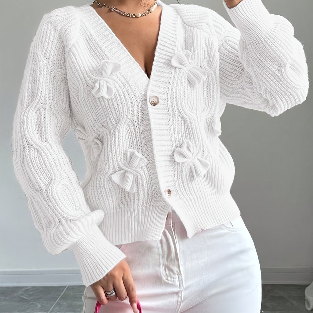 Cardigan | Bow Detail, Long Sleeve, V-Neck 10