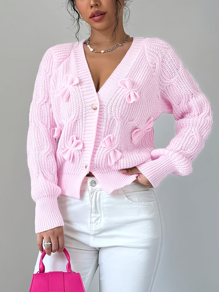 Cardigan | Bow Detail, Long Sleeve, V-Neck 2