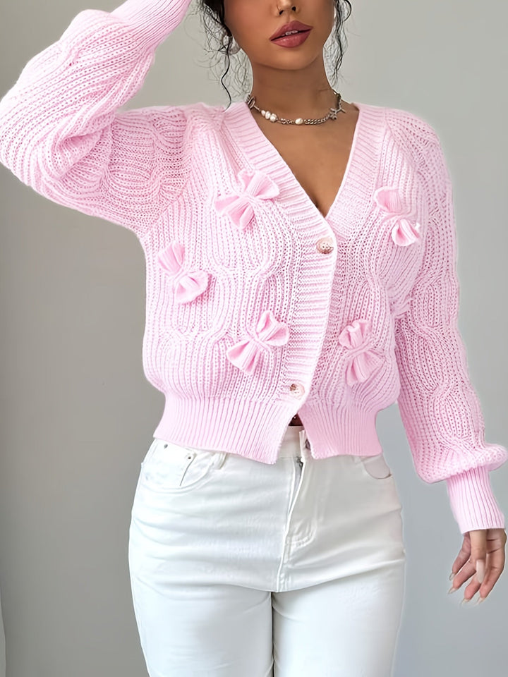 Cardigan | Bow Detail, Long Sleeve, V-Neck 3