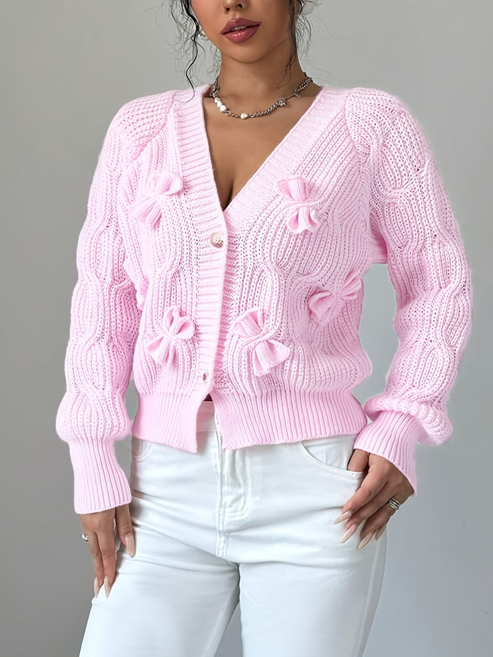 Cardigan | Bow Detail, Long Sleeve, V-Neck 4