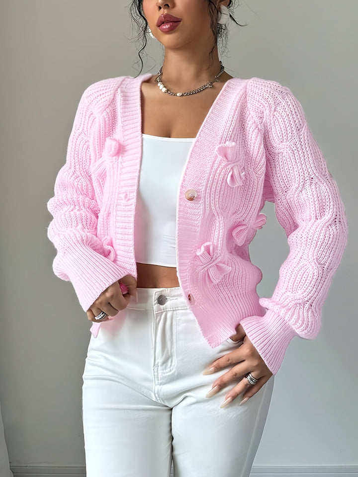 Cardigan | Bow Detail, Long Sleeve, V-Neck 5
