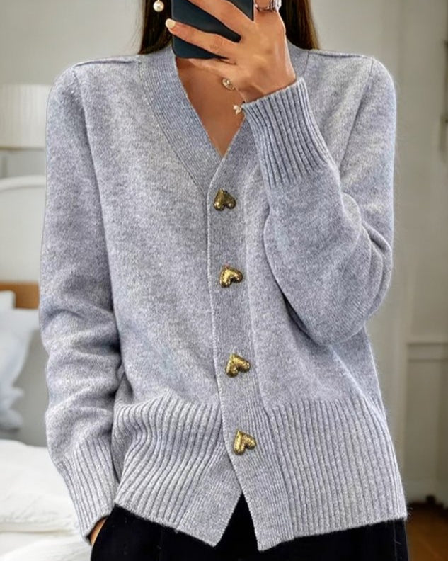 Cardigan | Heart-Shaped Buttons, Classic Cut 0