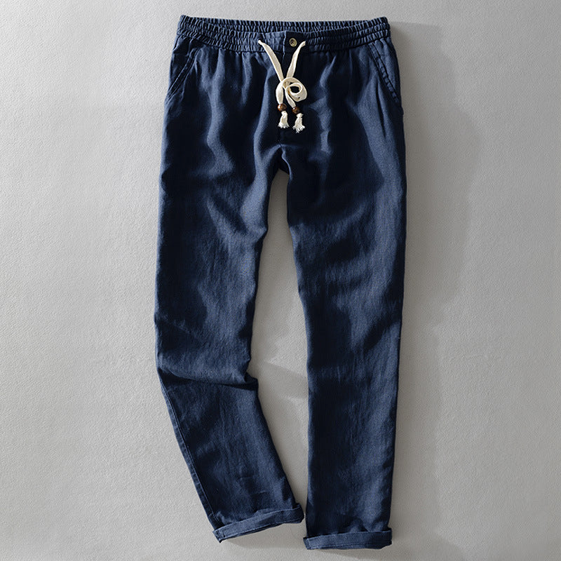 Casual Pants | Lightweight Linen Blend, Drawstring Closure 1