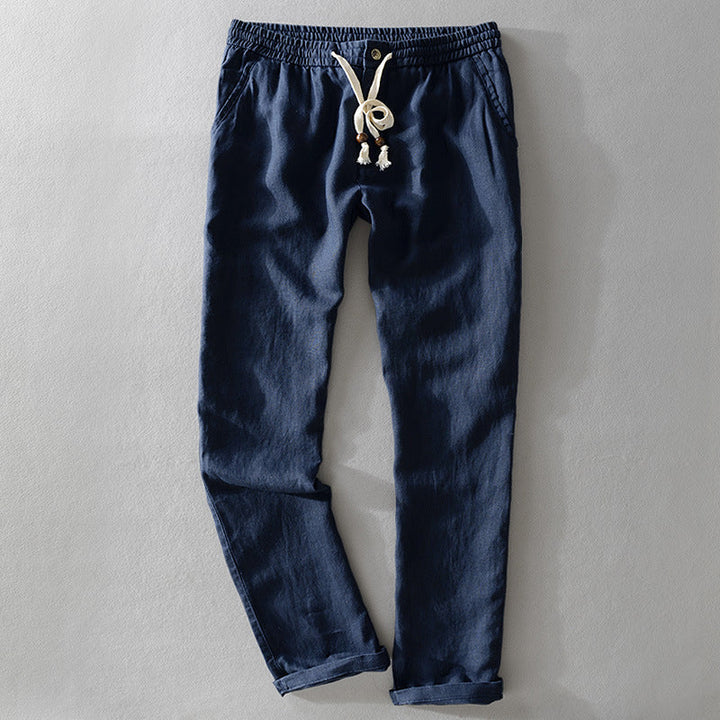 Casual Pants | Lightweight Linen Blend, Drawstring Closure 1