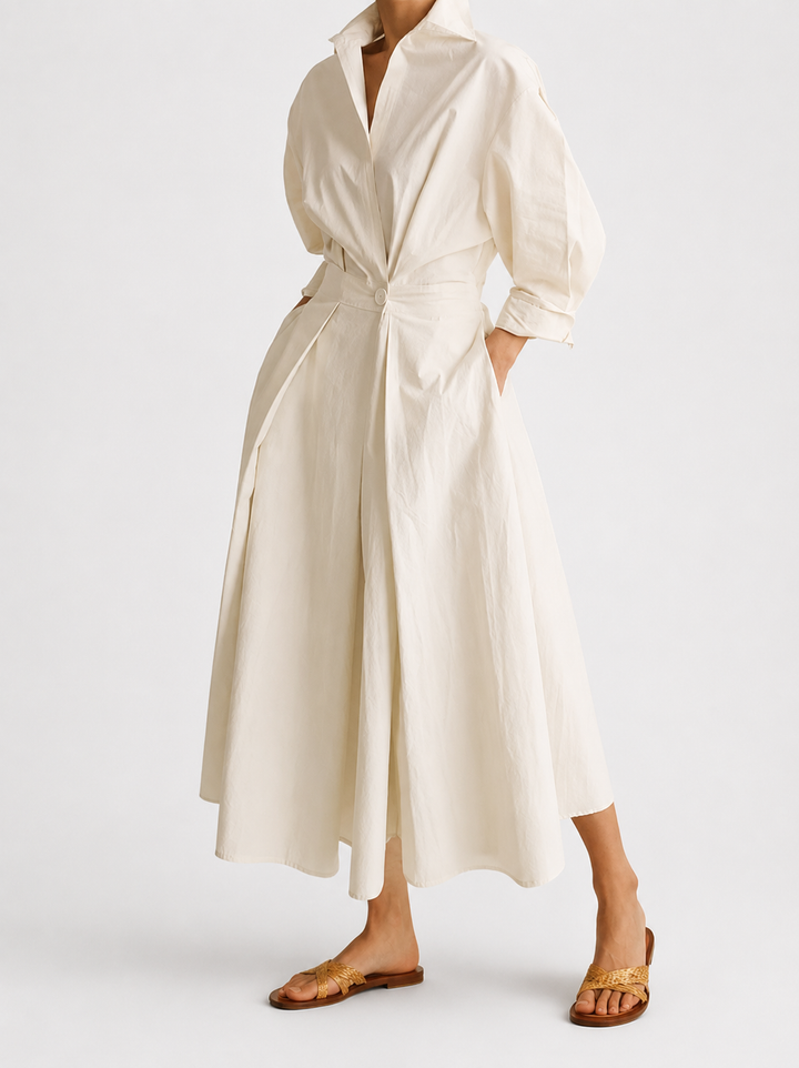 Women’s Long Dress with Long Sleeves and Elegant Silhouette