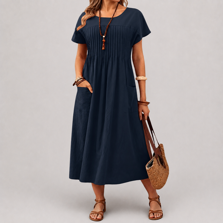 Women’s Relaxed Fit Midi Dress with Soft Draping