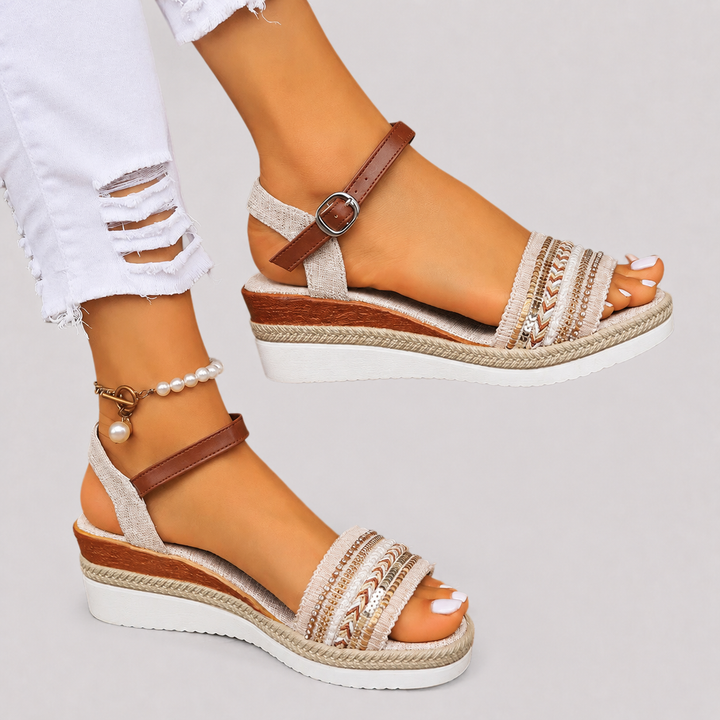 Women’s Woven Sandals with Adjustable Ankle Straps