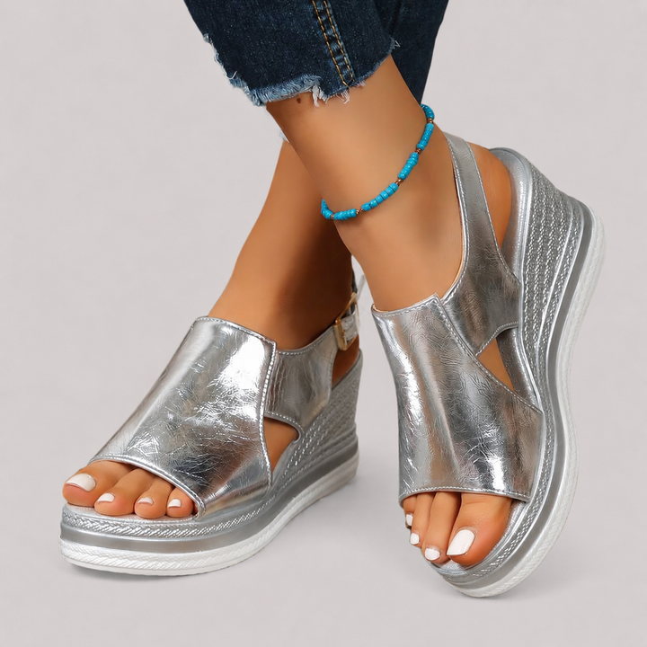 Women’s Orthopedic Sandals with Shiny Star Pattern and Contoured Sole