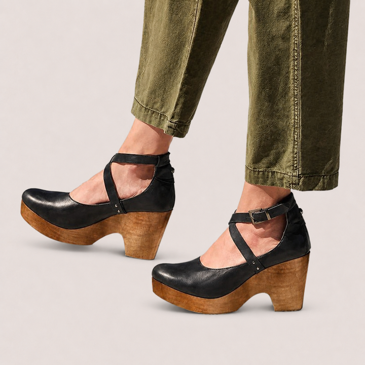 Women’s Closed-Toe Wedge Heels with Adjustable Ankle Strap