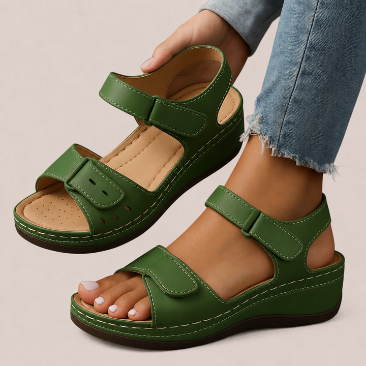 Women’s Wedge Sandals with Adjustable Straps and Supportive Sole