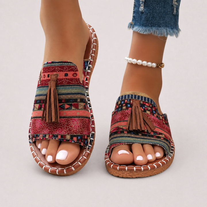 Women’s Flat Sandals with Slip-On Design and Cushioned Sole