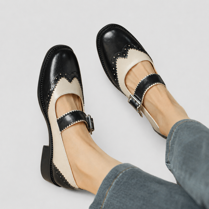 Women’s Two-Tone Mary Jane Shoes with T-Strap Closure for Everyday Styling