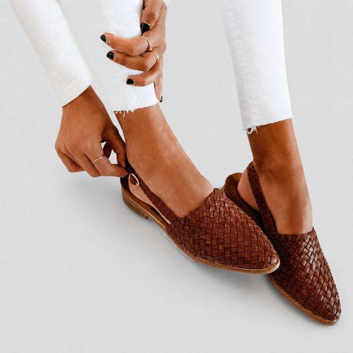 Women’s Ballet Flats with Woven Design and Rounded Toe